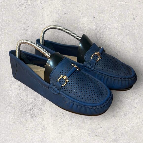 Alexis Bendel Comfort Women's Size 9W Dorothy Blue Soft Leather Slip On Loafers - Picture 1 of 7